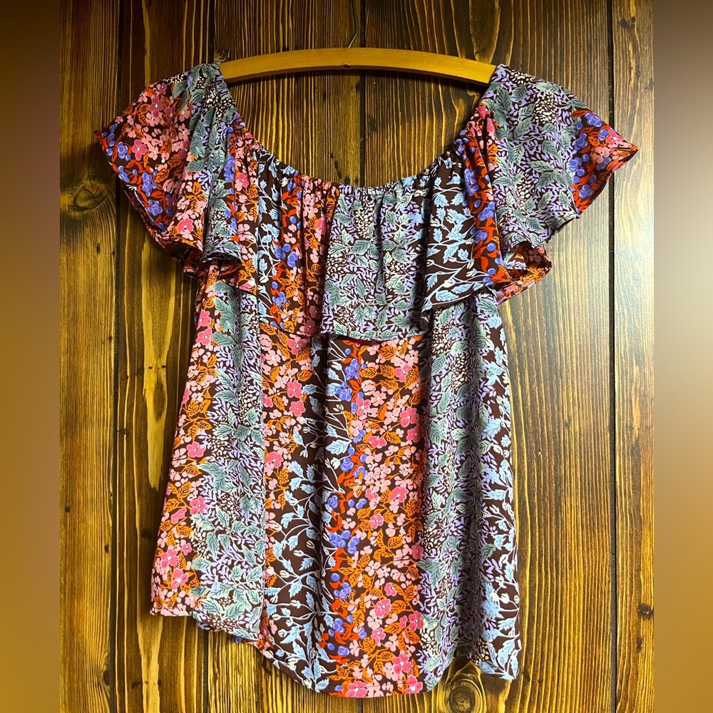 Maeve Anthropologie Sheer Floral Top